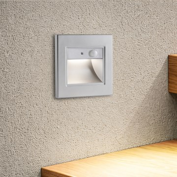 Brilagi - Aplica LED pentru scări cu senzor STEP LIGHT LED/1,5W/230V IP44 argintiu