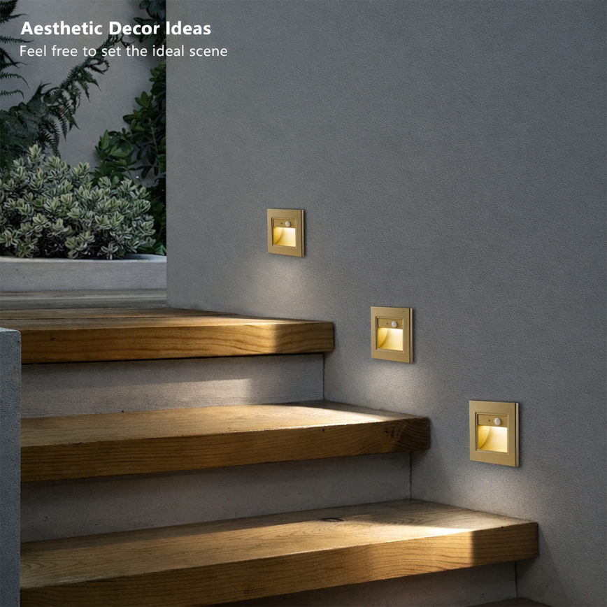 Brilagi - Lampă LED pentru scară cu senzor STEP LIGHT LED/1,5W/230V IP44 aurie