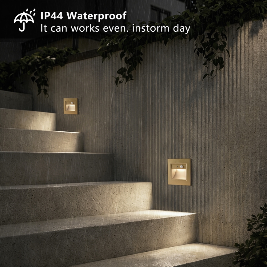 Brilagi - Lampă LED pentru scară cu senzor STEP LIGHT LED/1,5W/230V IP44 aurie
