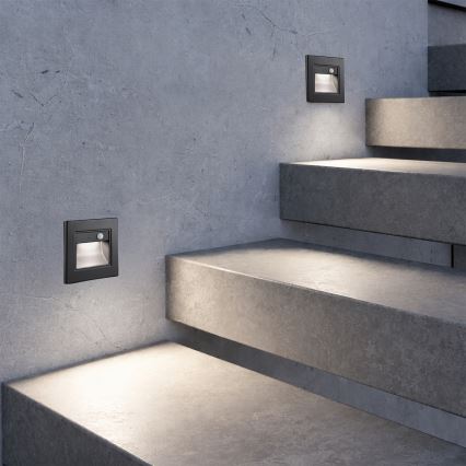 Brilagi - Aplica LED pentru scări cu senzor STEP LIGHT LED/1,5W/230V IP44, negru
