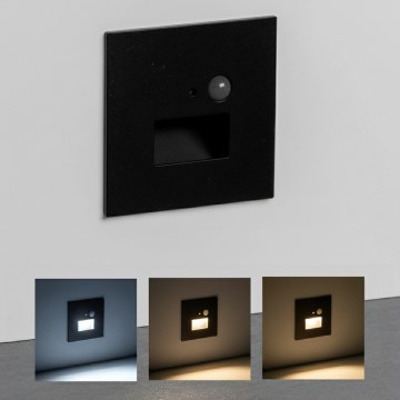 Brilagi - Aplica LED pentru scări JACK LED/3W/230V 3000/4000/6500K IP65 negru, cu senzor de mișcare și crepuscular