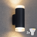 Brilagi - Aplica LED RGBW dimabilă de perete MATERA, 2x GU10/4,8W/230V, 3000K, IP54, antracit + telecomandă