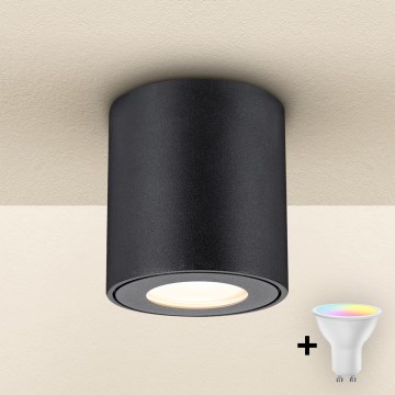 Brilagi - Aplică LED RGBW dimabilă pentru baie MIA, 1xGU10/4,8W/230V, 3000K, 84x80 mm, negru, IP54 + telecomandă