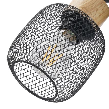 Brilagi - Aplică spot de perete BASKLITE 1xE27/15W/230V lemn de cauciuc/negru