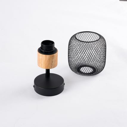 Brilagi - Aplică spot de perete BASKLITE 1xE27/15W/230V lemn de cauciuc/negru