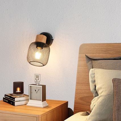 Brilagi - Aplică spot de perete BASKLITE 1xE27/15W/230V lemn/negru