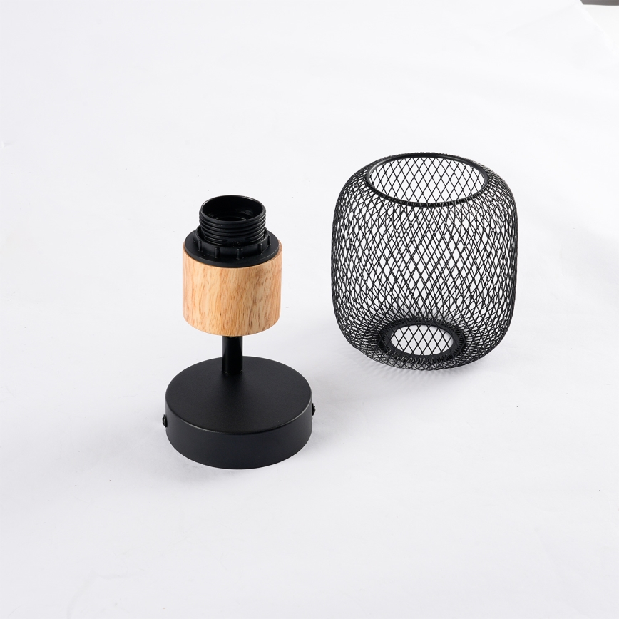 Brilagi - Aplică spot de perete BASKLITE 1xE27/15W/230V lemn/negru