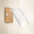 Brilagi - Aplică spot de perete cu întrerupător SELE 1xGU10/30W/230V alb/decor stejar
