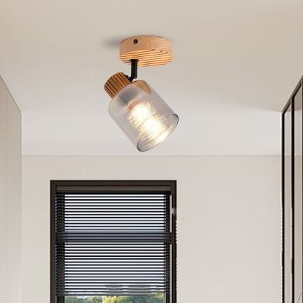 Brilagi - Aplica spot de perete HYGGE 1xE14/15W/230V lemn/fumuriu