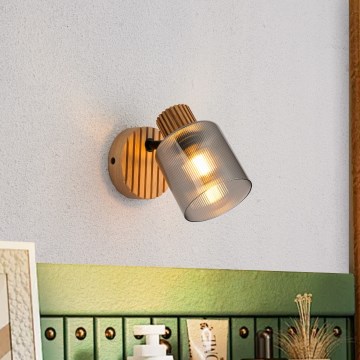 Brilagi - Aplica spot de perete HYGGE, 1xE14/15W/230V, lemn/sticlă fumurie