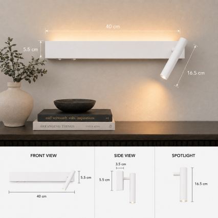 BRILAGI - Aplica spot de perete LED ARLIX LED/3W/230V + LED/7W, albă, CRI 90