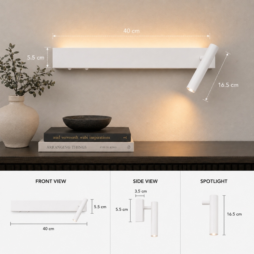 BRILAGI - Aplica spot de perete LED ARLIX LED/3W/230V + LED/7W, albă, CRI 90