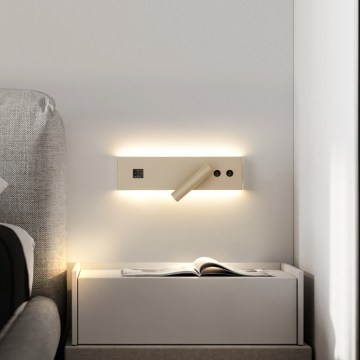 Brilagi - Aplică spot de perete LED cu port USB NOCTIS LED/3W/230V + LED/9W bej