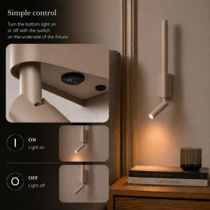 BRILAGI - Aplică spot de perete LED VIXON LED/3W/230V + LED/5W bej CRI 90