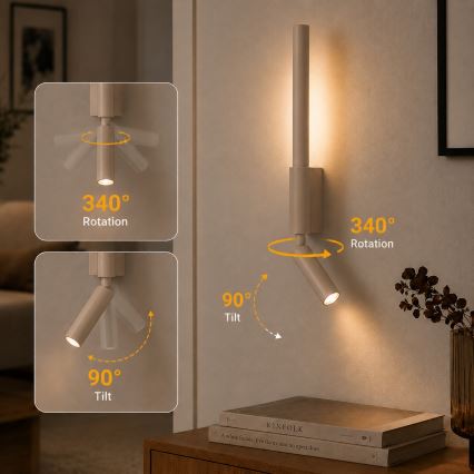BRILAGI - Aplică spot de perete LED VIXON LED/3W/230V + LED/5W bej CRI 90