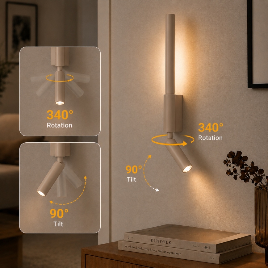 BRILAGI - Aplică spot de perete LED VIXON LED/3W/230V + LED/5W bej CRI 90