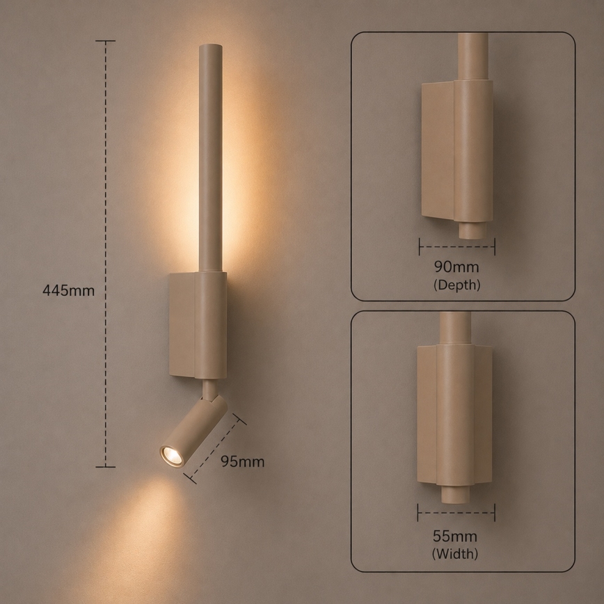 BRILAGI - Aplică spot de perete LED VIXON LED/3W/230V + LED/5W bej CRI 90