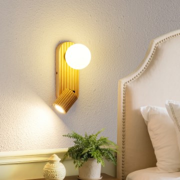 Brilagi - Aplică spot de perete MODERN WOOD, 1xG9/5W/230V + 1xGU10/8W, lemn