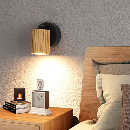 Brilagi - Aplica spot de perete MODERN WOOD 1xGU10/8W/230V lemn/negru