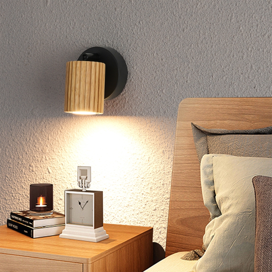 Brilagi - Aplica spot de perete MODERN WOOD 1xGU10/8W/230V lemn/negru