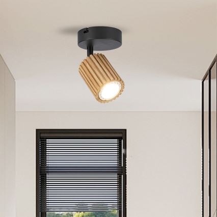 Brilagi - Aplica spot de perete MODERN WOOD 1xGU10/8W/230V lemn/negru