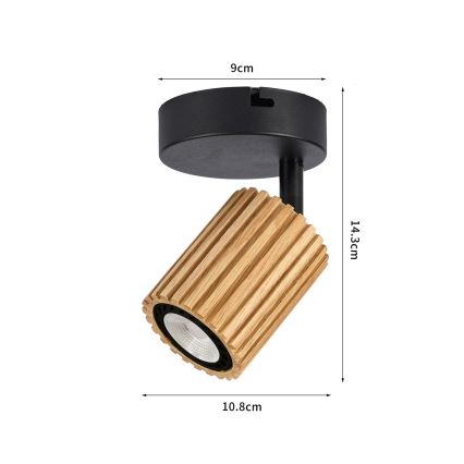 Brilagi - Aplica spot de perete MODERN WOOD 1xGU10/8W/230V lemn/negru