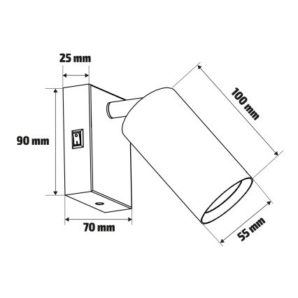 Brilagi - Aplica spot de perete SELE 1xGU10/30W/230V alb/decor stejar