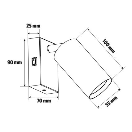 Brilagi - Aplica spot de perete SELE 1xGU10/30W/230V negru/decor stejar