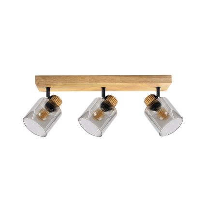 Brilagi - Aplica spot HYGGE 3xE14/15W/230V lemn/sticlă fumurie