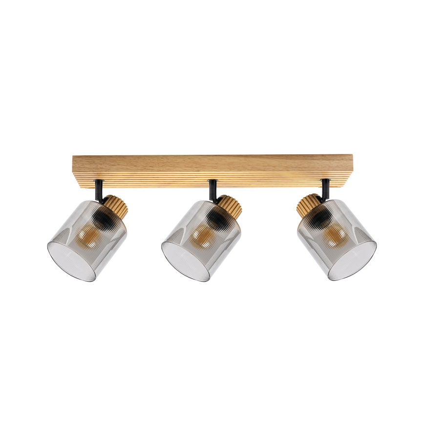 Brilagi - Aplica spot HYGGE 3xE14/15W/230V lemn/sticlă fumurie