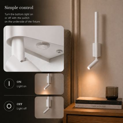 BRILAGI - Aplica spot LED de perete VIXON LED/3W/230V + LED/5W, alb, CRI 90