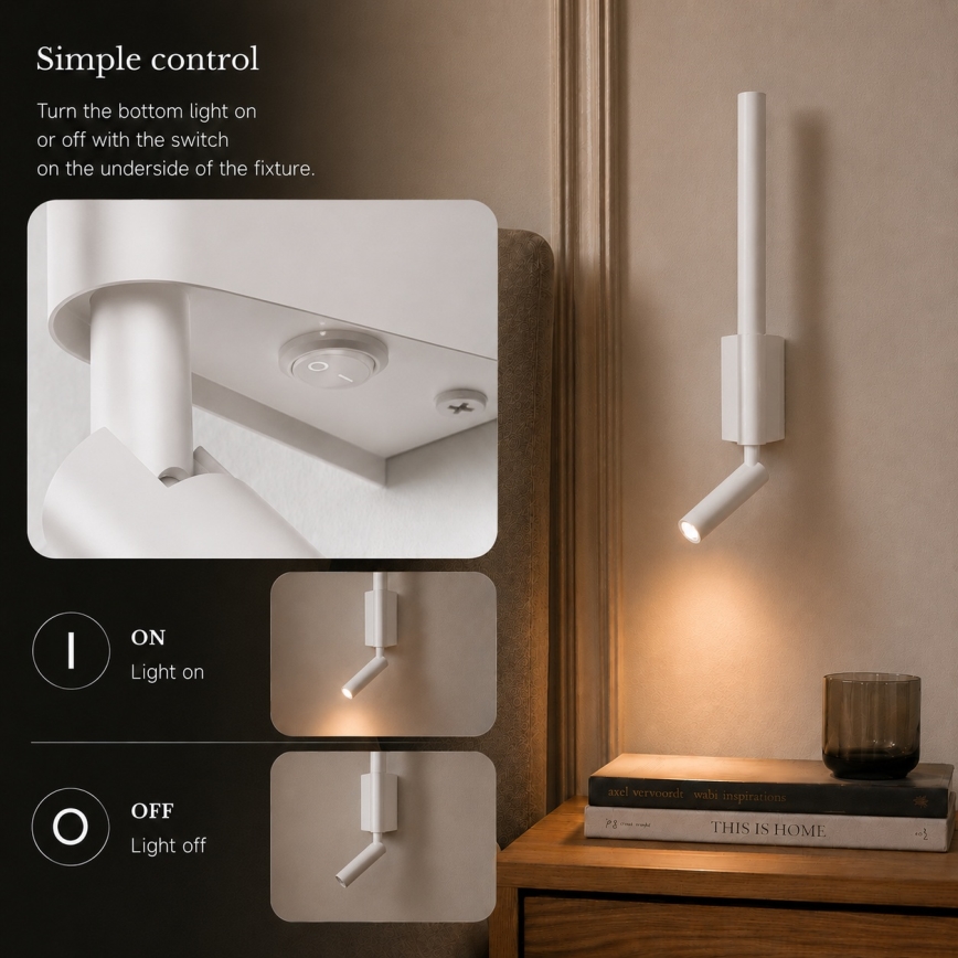 BRILAGI - Aplica spot LED de perete VIXON LED/3W/230V + LED/5W, alb, CRI 90