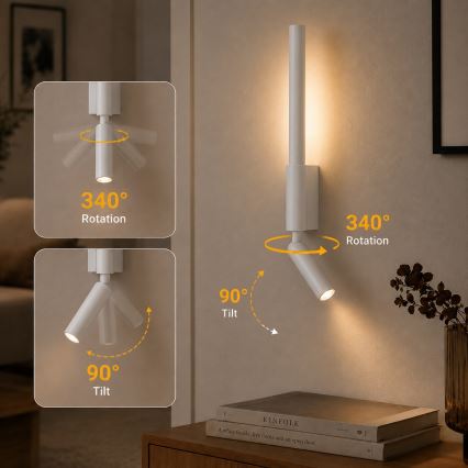 BRILAGI - Aplica spot LED de perete VIXON LED/3W/230V + LED/5W, alb, CRI 90
