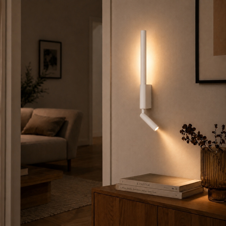 BRILAGI - Aplica spot LED de perete VIXON LED/3W/230V + LED/5W, alb, CRI 90