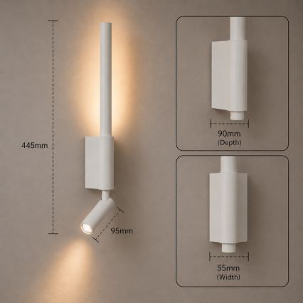 BRILAGI - Aplica spot LED de perete VIXON LED/3W/230V + LED/5W, alb, CRI 90