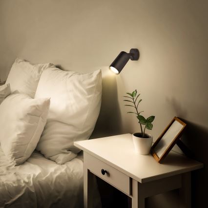 Brilagi - LED RGBW, aplică spot de perete dimabilă cu întrerupător SELE 1xGU10/4,8W/230V 3000K neagră + telecomandă