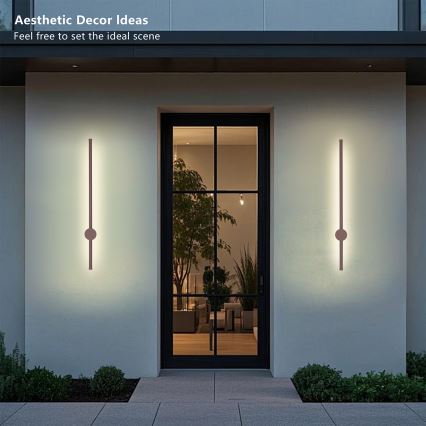 Brilagi - Aplică LED de perete pentru exterior AURA, 12W, 230V, 3000K, IP54, 65 cm, maro, CRI 90