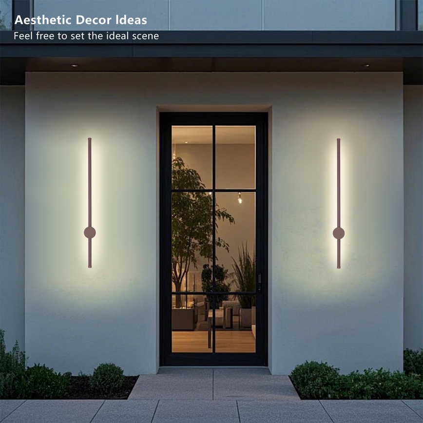 Brilagi - Aplică LED de perete pentru exterior AURA, 12W, 230V, 3000K, IP54, 65 cm, maro, CRI 90