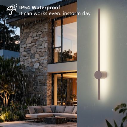 Brilagi - Aplică LED de perete pentru exterior AURA, 12W, 230V, 3000K, IP54, 65 cm, maro, CRI 90