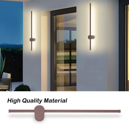 Brilagi - Aplică LED de perete pentru exterior AURA, 12W, 230V, 3000K, IP54, 65 cm, maro, CRI 90