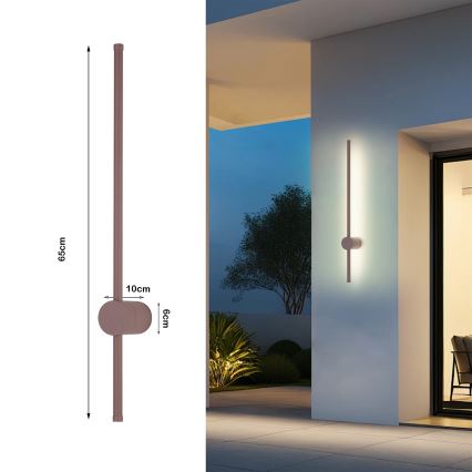 Brilagi - Aplică LED de perete pentru exterior AURA, 12W, 230V, 3000K, IP54, 65 cm, maro, CRI 90