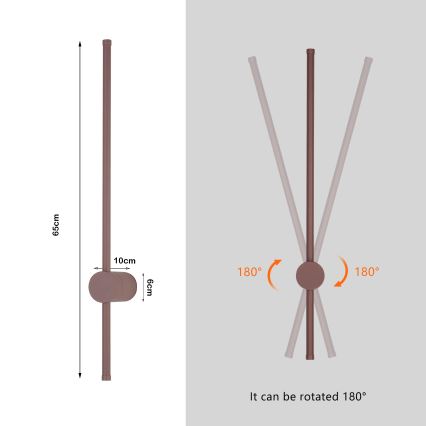 Brilagi - Aplică LED de perete pentru exterior AURA, 12W, 230V, 3000K, IP54, 65 cm, maro, CRI 90