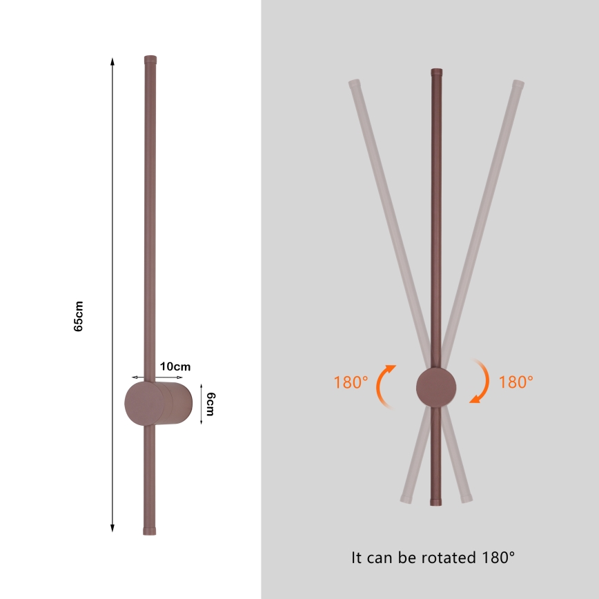 Brilagi - Aplică LED de perete pentru exterior AURA, 12W, 230V, 3000K, IP54, 65 cm, maro, CRI 90