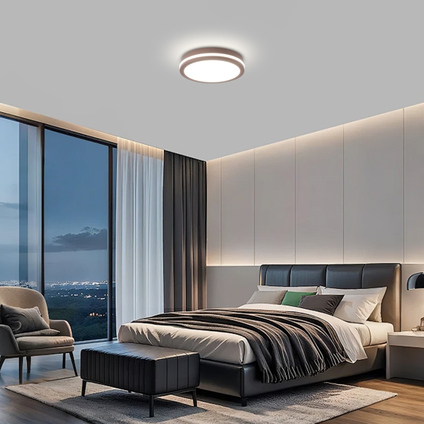 Brilagi - Corp de iluminat LED de exterior cu senzor BENE LED/24W/230V Ø 26 cm maro IP54