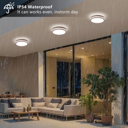 Brilagi - Corp de iluminat LED de exterior cu senzor BENE LED/24W/230V Ø 26 cm maro IP54