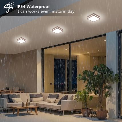 Brilagi - Plafonieră LED de exterior BENE, 18W/230V, 21,5x21,5 cm, maro, IP54