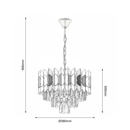 Brilagi - Candelabru CRISTAL cu lanț, 5xE14/40W/230V, diam. 38 cm