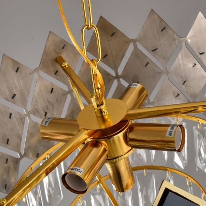 Brilagi - Candelabru cu lanț CRISTAL 5xE14/40W/230V Ø 38 cm auriu/negru