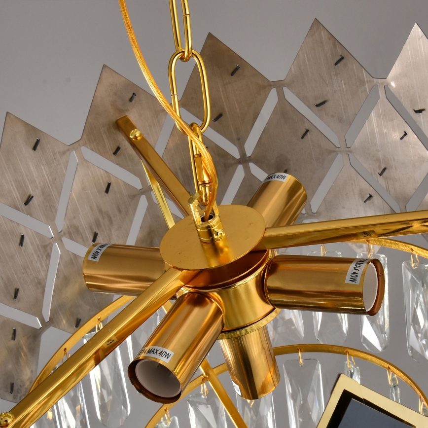 Brilagi - Candelabru cu lanț CRISTAL 5xE14/40W/230V Ø 38 cm auriu/negru