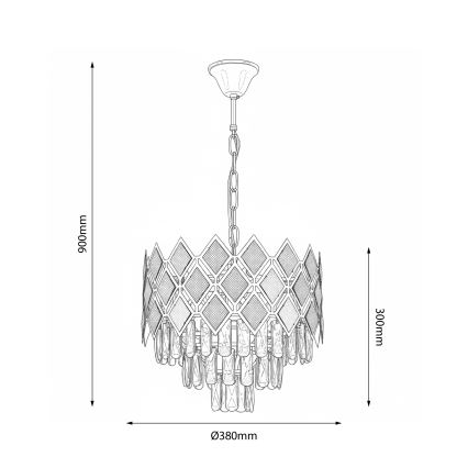 Brilagi - Candelabru cu lanț CRISTAL 5xE14/40W/230V Ø 38 cm auriu/negru